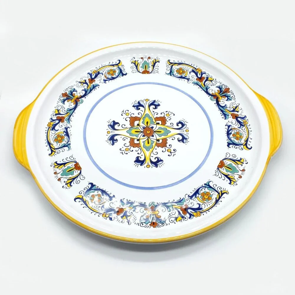 RARE Nova Deruta Hand Painted Double Handle Serving Platter 13
